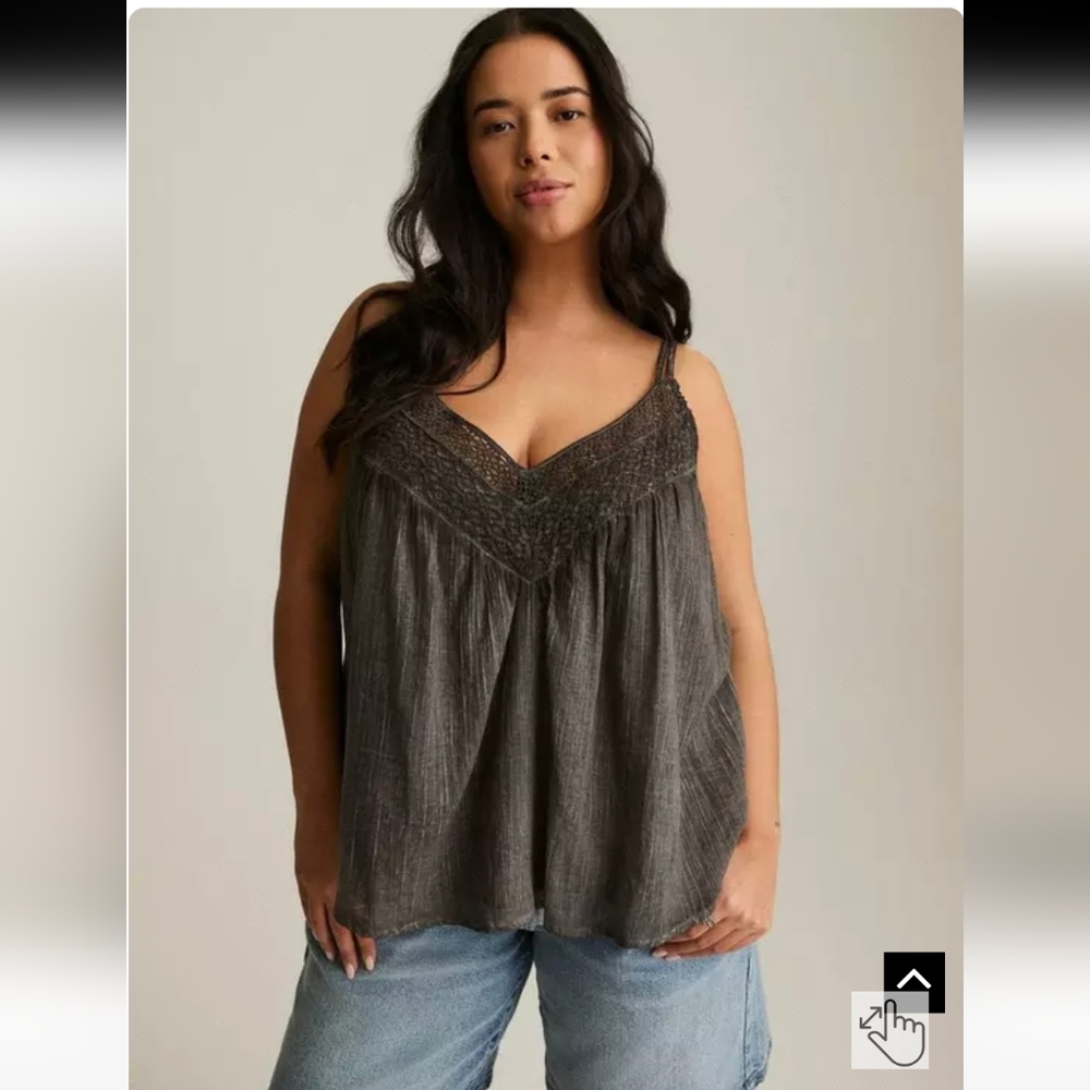 Torrid Festi grey Crochet Cami